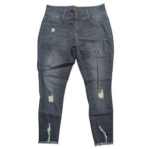 Blue Savvy Jeans Plus 14 Ripped Skinny Dark Faded Denim Pants Stretchy Rips NEW